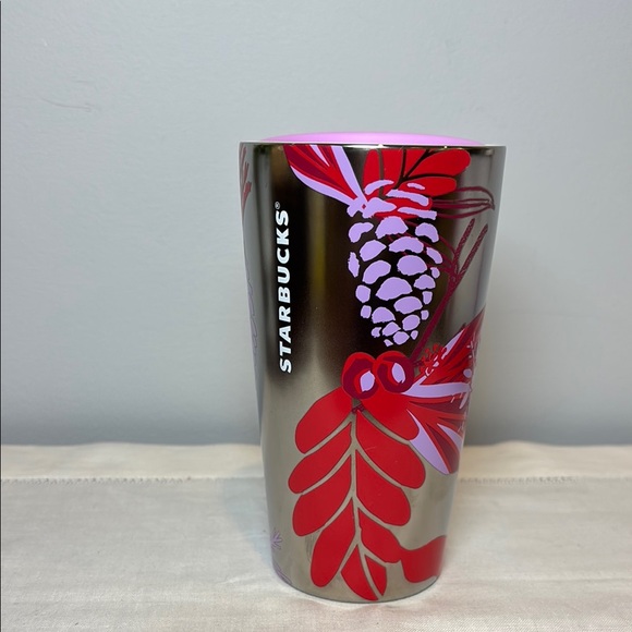 Starbucks Other - RARE! Starbucks 2021 Holiday Ceramic
Tumbler 12oz w/ Lid, Silver Lilac Red